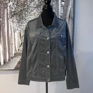 J.Jill Womens‎ SmokeSage Cotton Blend Collared Button Down Jacket NWT - Size XL